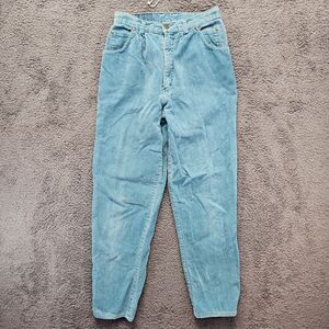 Manisha Mom Jeans Women Size 13 Blue Corduroy 30"‎ Waist Tapered Leg High Rise